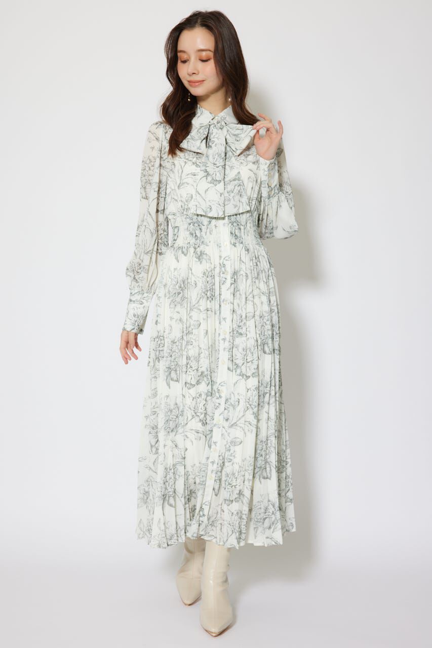 rienda「ラインフラワーボウタイワンピース」|ワンピース|