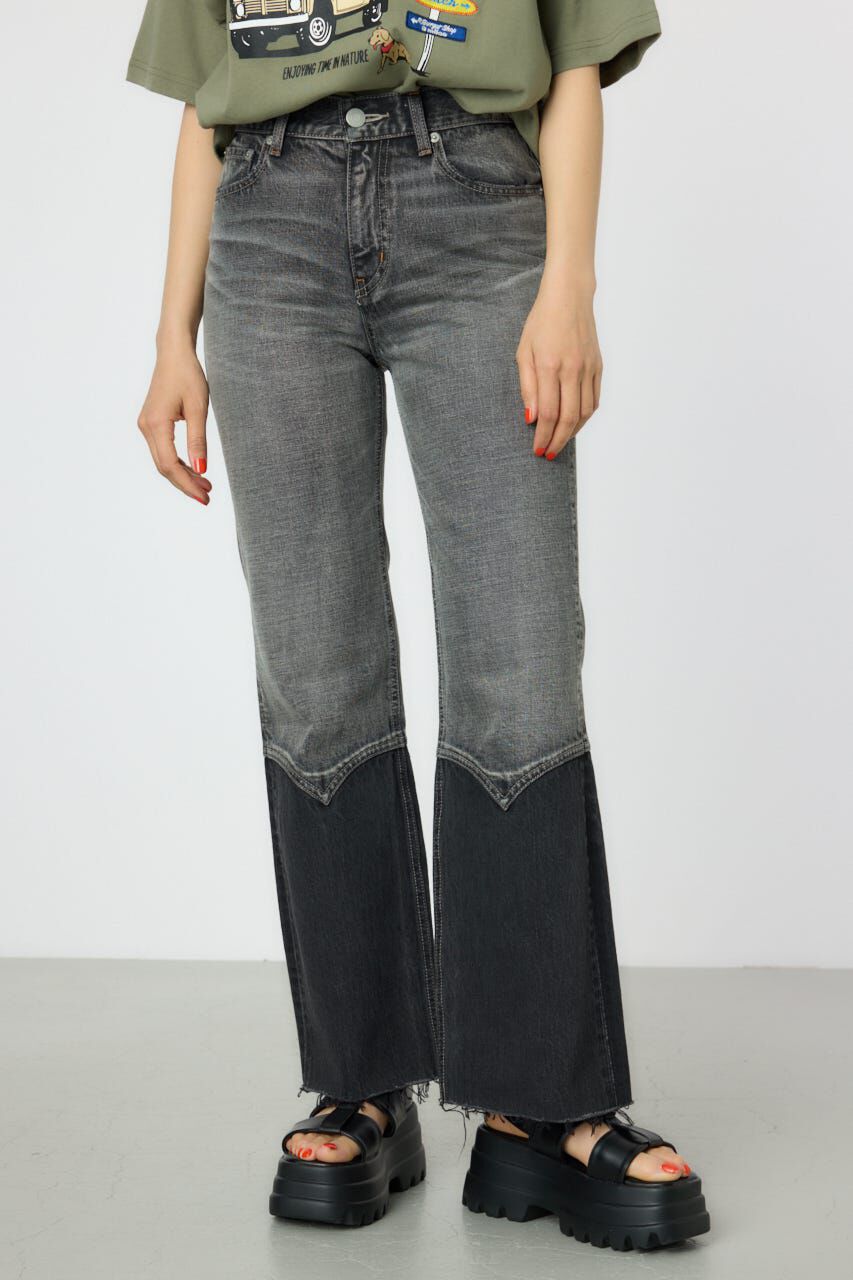 RODEO CROWNS「HEM WESTERN デニムパンツ」|デニム|BLK