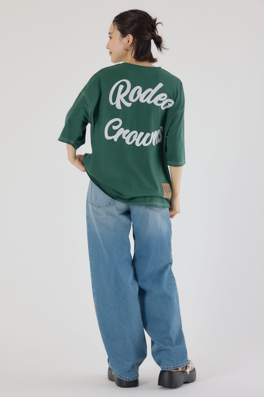 RODEO CROWNS「カラーステッチVネック5分袖Tシャツ」|Tシャツ・カットソー|
