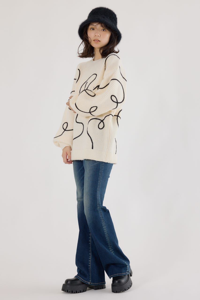 RODEO CROWNS「Embroideryラインロゴニットトップス」|ニット・セーター|