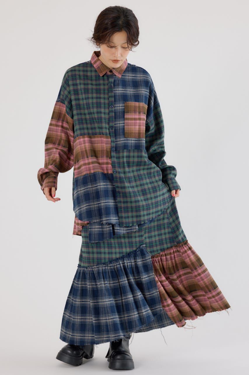 RODEO CROWNS「パッチワークチェックシャツ」|シャツ・ブラウス|