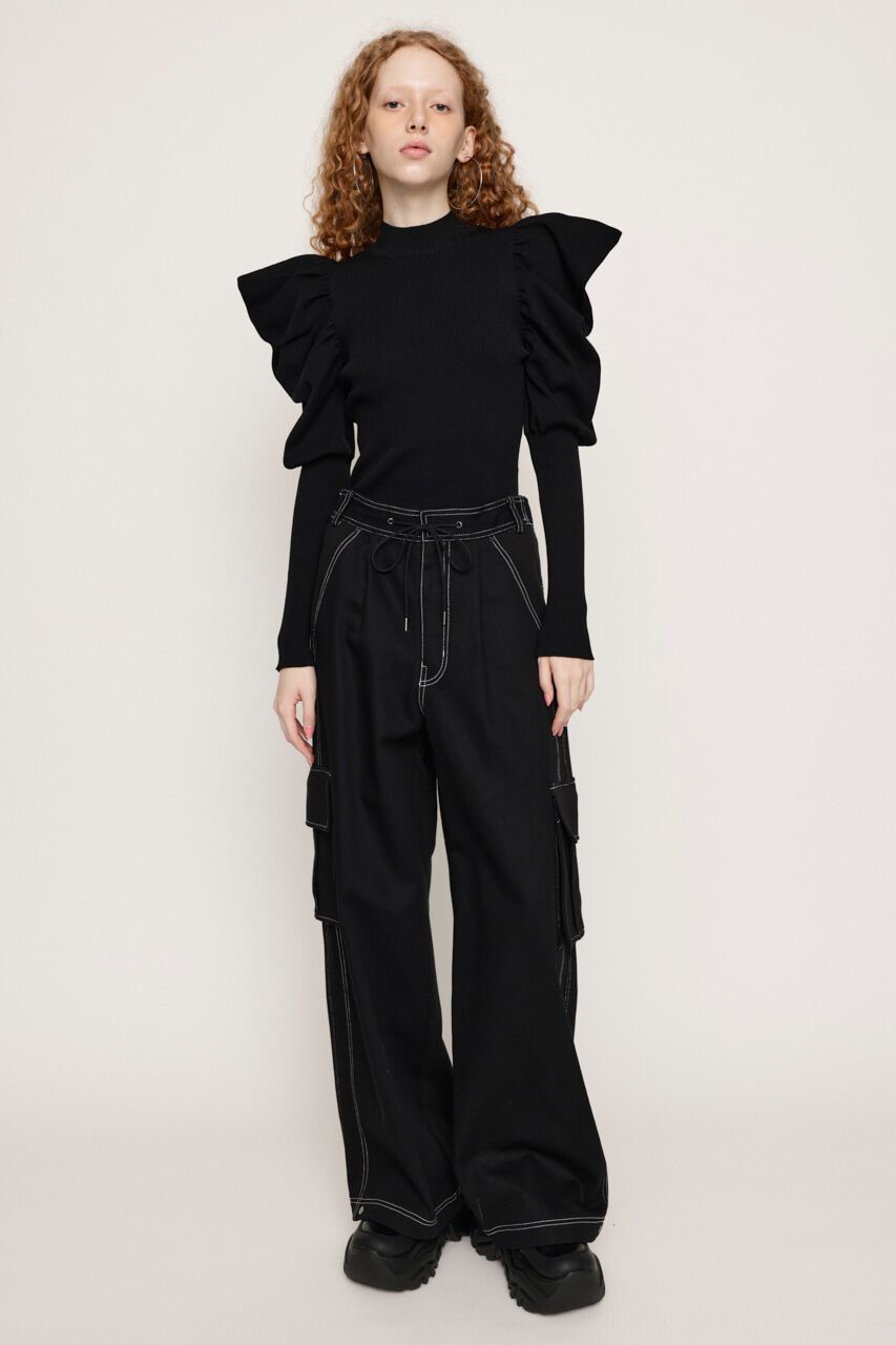 SLY「PUFF SLEEVE RIB トップス」|ニット・セーター|