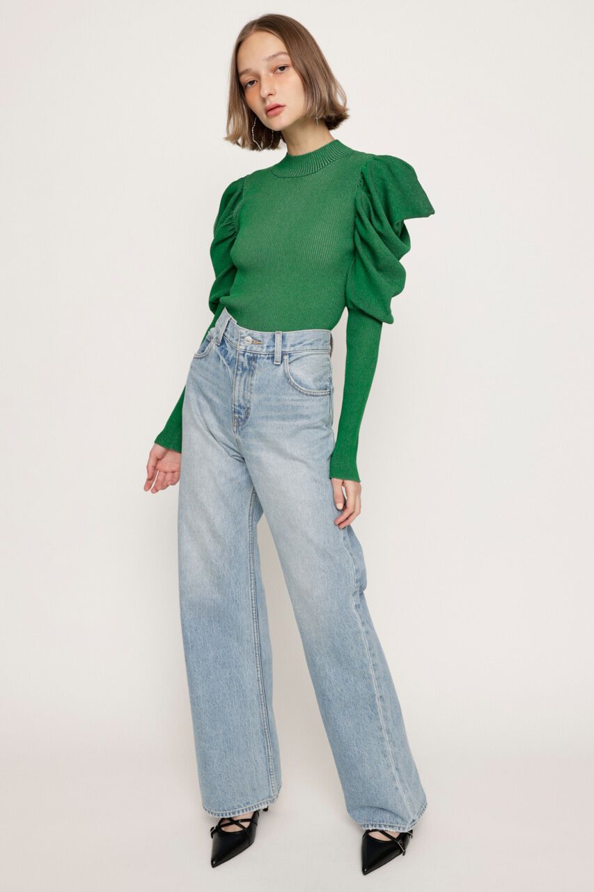 SLY「PUFF SLEEVE RIB トップス」|ニット・セーター|