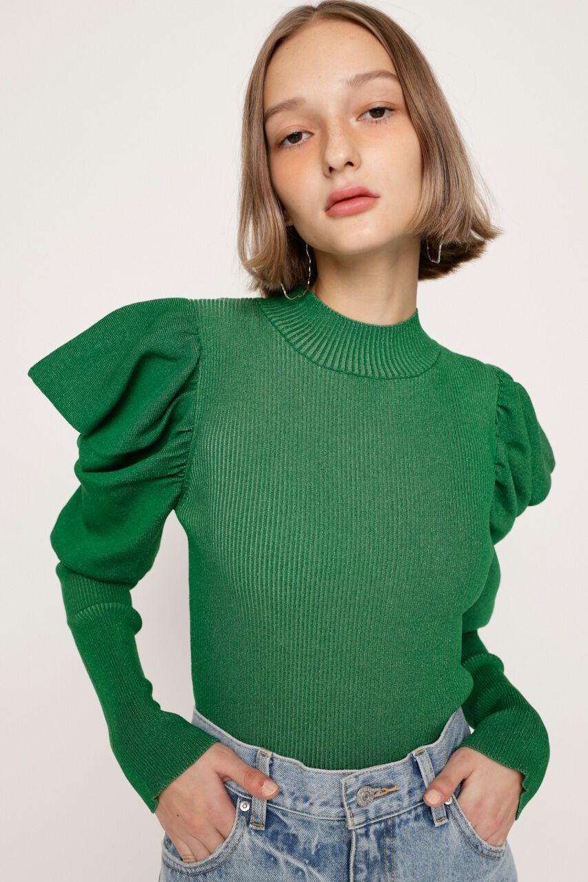 SLY「PUFF SLEEVE RIB トップス」|ニット・セーター|