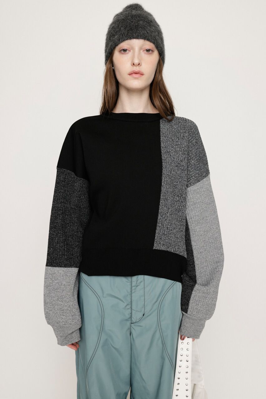 SLY「BLOCKING LIGHT KNIT トップス」|ニット・セーター|M/BLK7