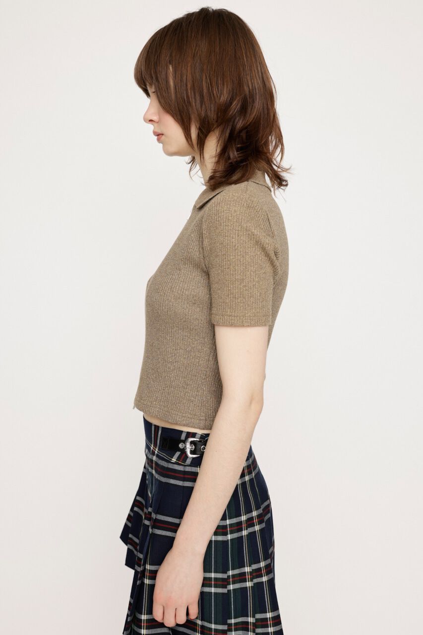 SLY「FRONT ZIP CUT RIB トップス」|Tシャツ・カットソー|