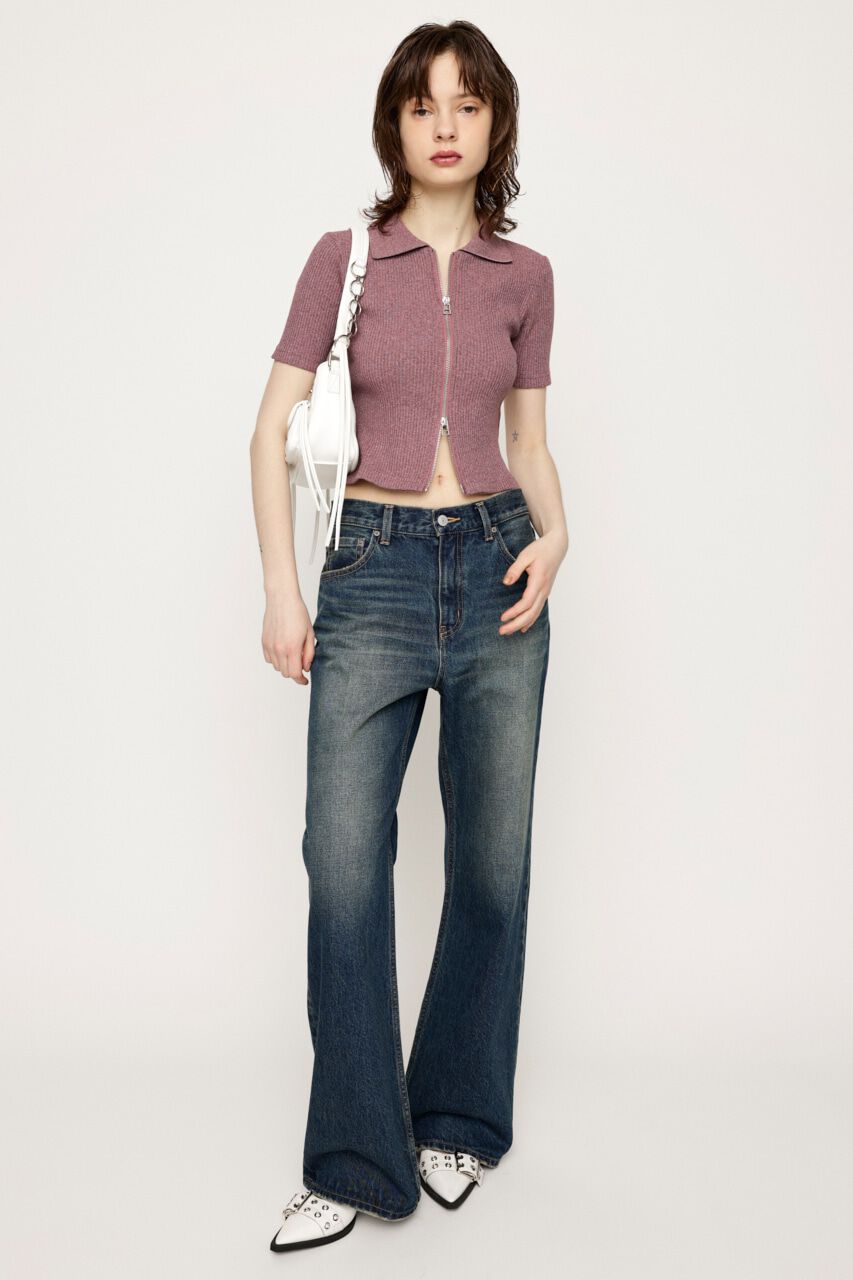 SLY「FRONT ZIP CUT RIB トップス」|Tシャツ・カットソー|