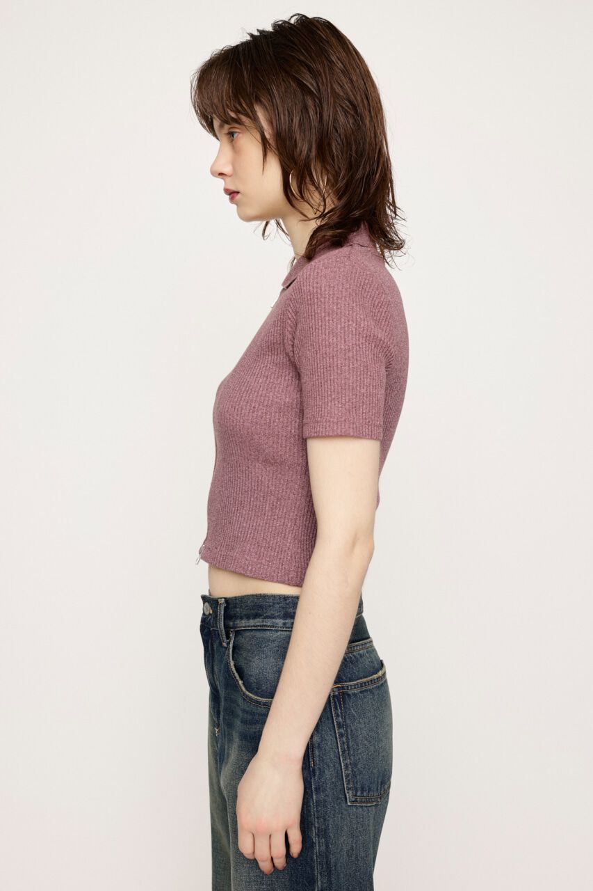 SLY「FRONT ZIP CUT RIB トップス」|Tシャツ・カットソー|