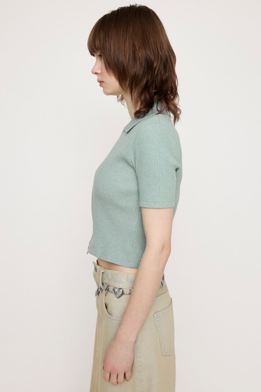 SLY「FRONT ZIP CUT RIB トップス」|Tシャツ・カットソー|