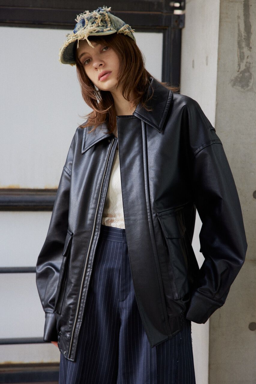 SLY「F／LEATHER FLIGHT ジャケット」|ブルゾン・スタジャン|