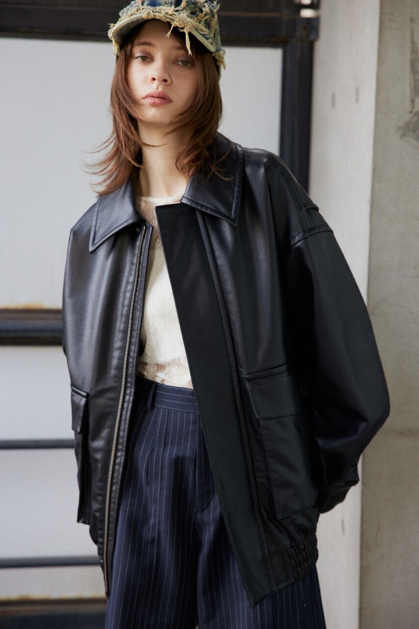 SLY「F／LEATHER FLIGHT ジャケット」|ブルゾン・スタジャン|