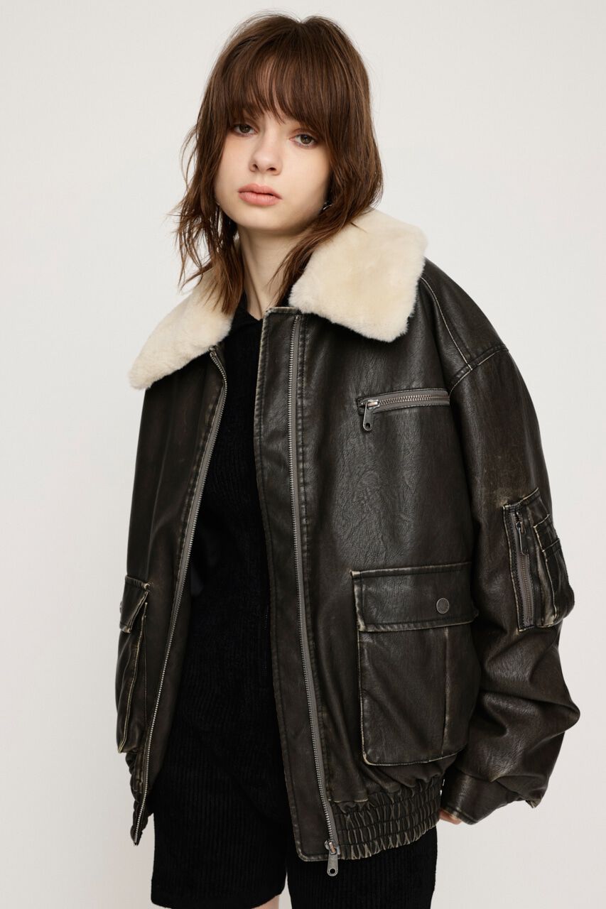 SLY「VINTAGE F／LEATHER S／ブルゾン」|ブルゾン・スタジャン|