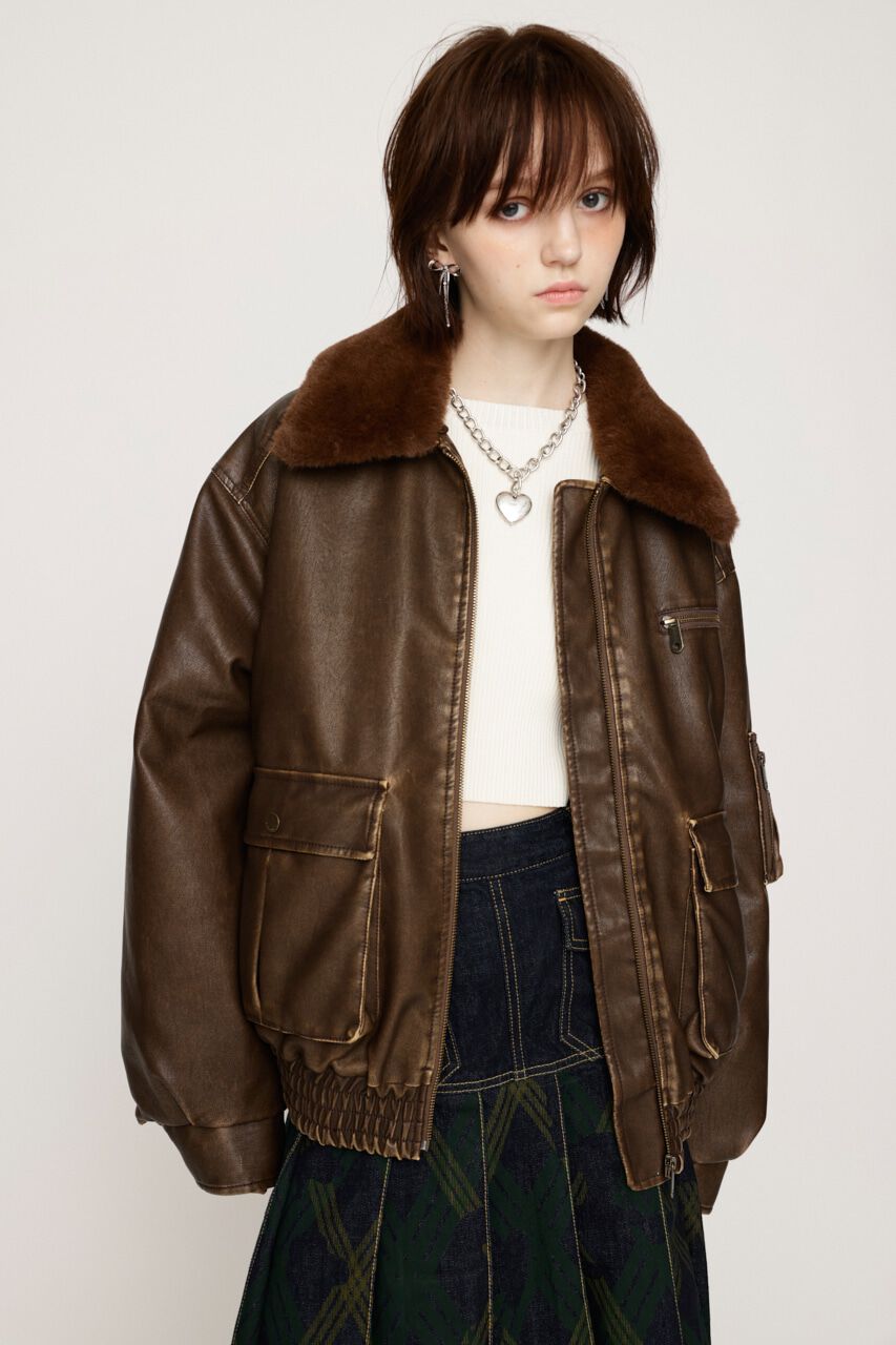 SLY「VINTAGE F／LEATHER S／ブルゾン」|ブルゾン・スタジャン|