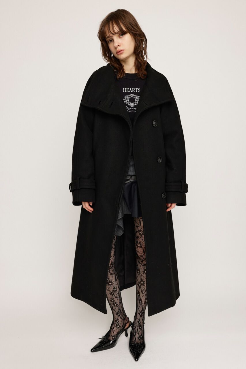SLY「WIDE STAND NECK LONG コート」|その他|BLK
