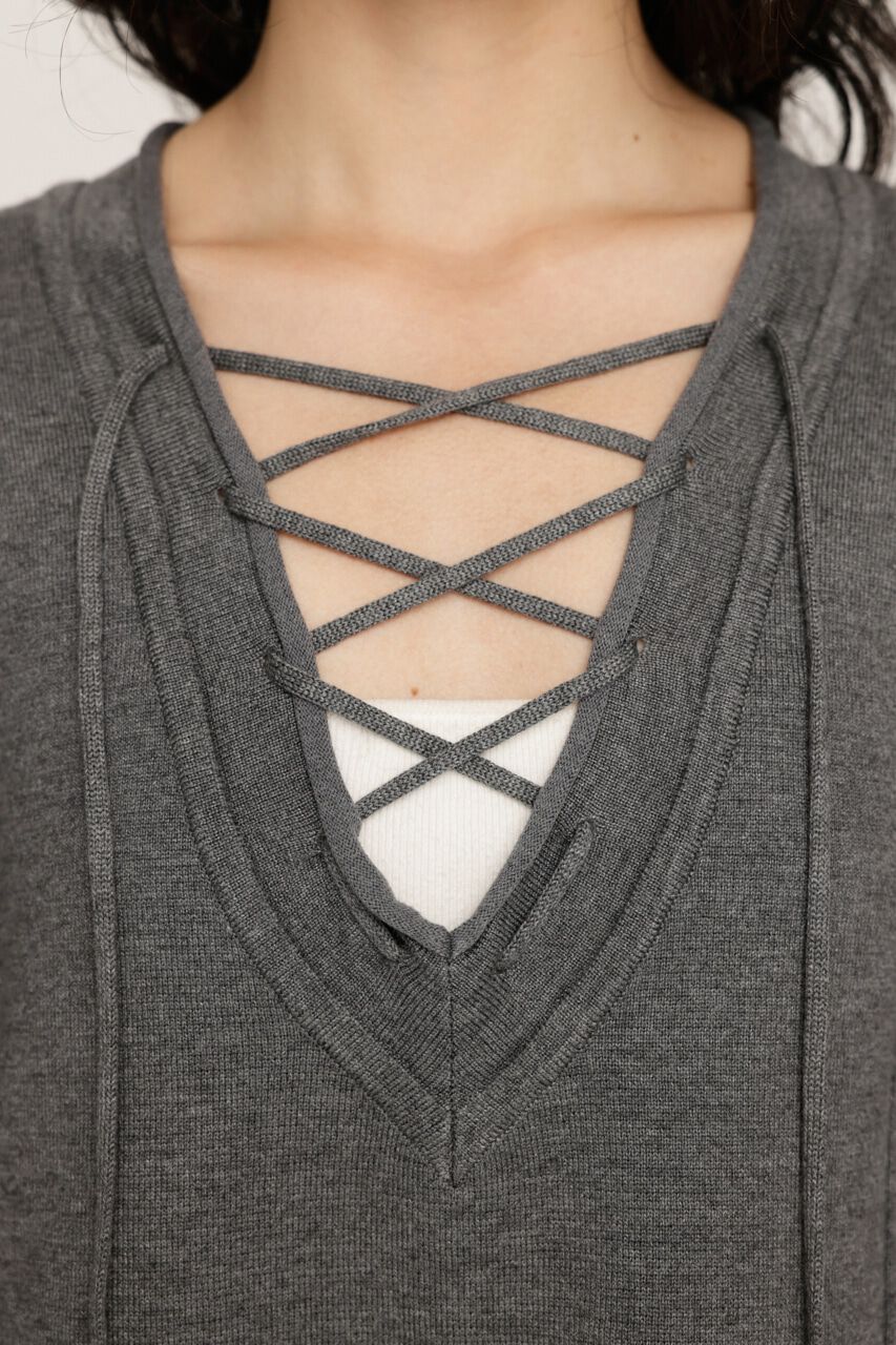 SLY「V／N LACE UP KNIT ワンピース」|ワンピース|