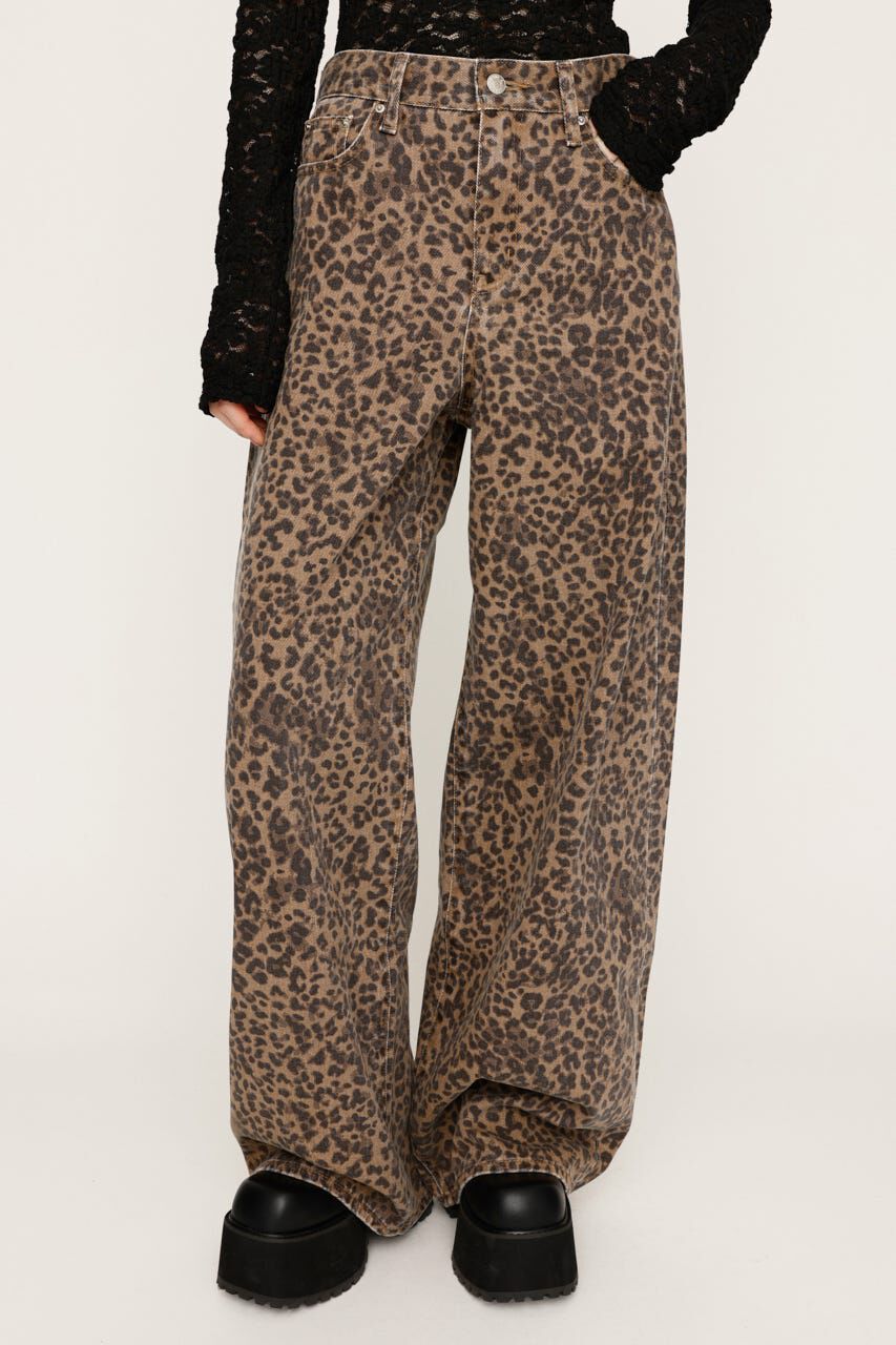 SLY「LEOPARD WIDE LEG PT-D」|デニム|M/BRN7