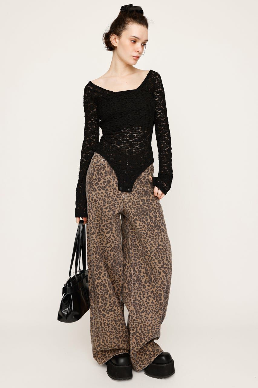 SLY「LEOPARD WIDE LEG PT-D」|デニム|