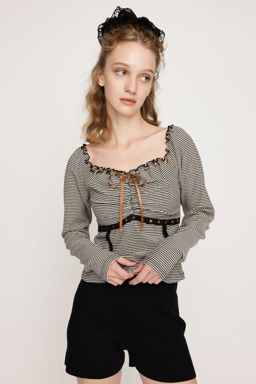 SLY「PLAID RIBBON CUT トップス」|Tシャツ・カットソー|