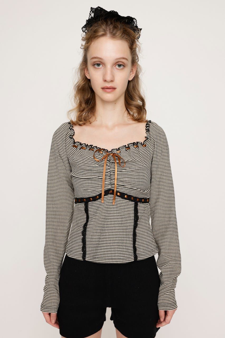 SLY「PLAID RIBBON CUT トップス」|Tシャツ・カットソー|