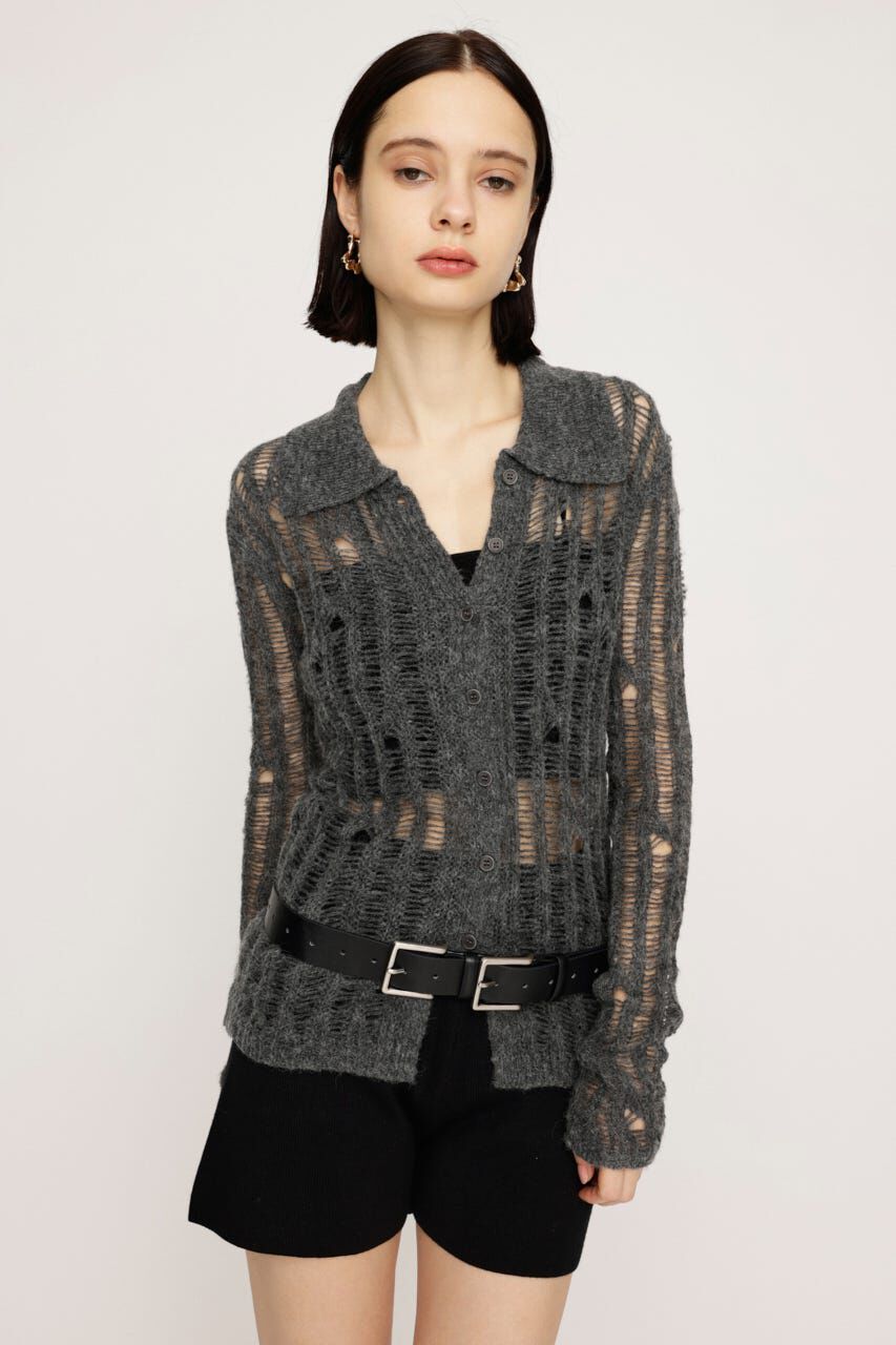 SLY「DAMAGE KNIT カーディガン」|カーディガン|D/GRY3