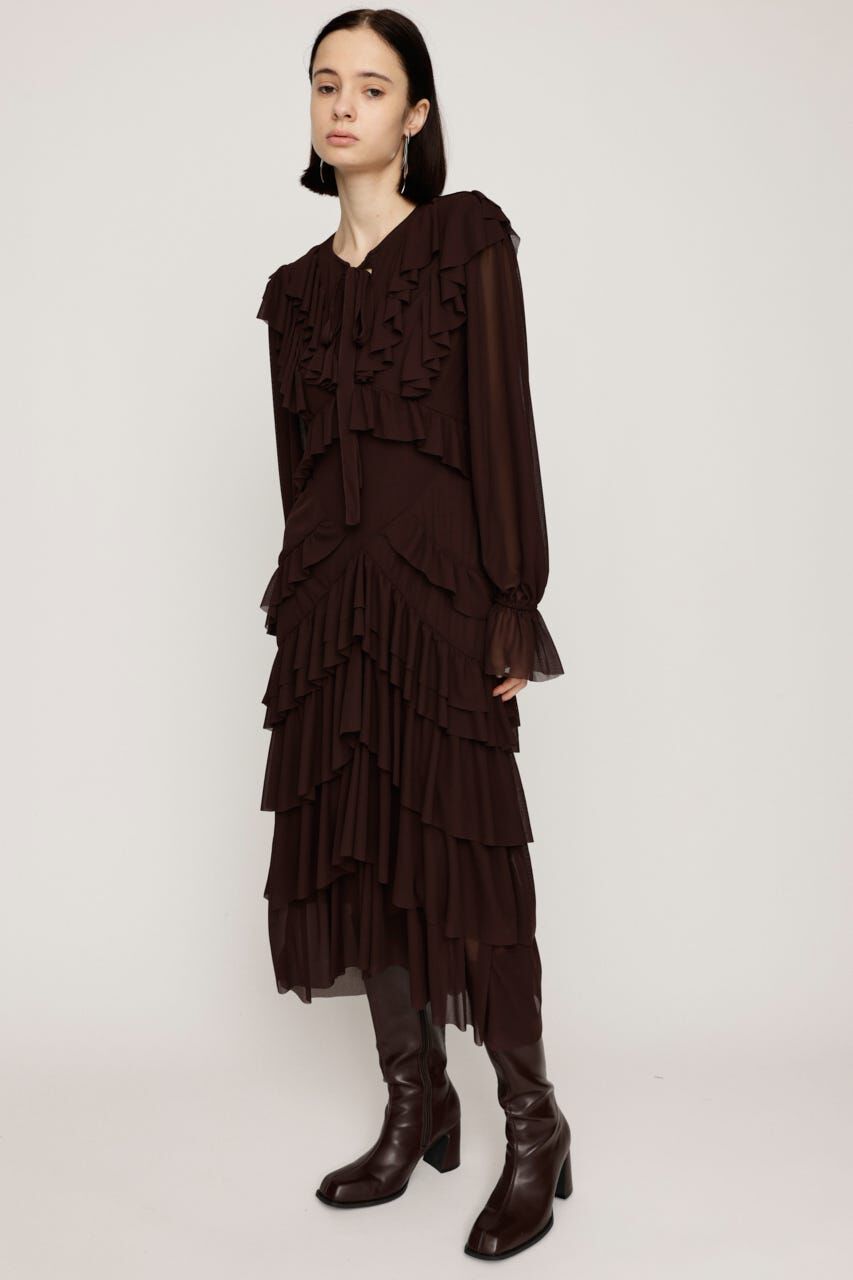 SLY「SHEER FRILL L／ドレス」|ワンピース|