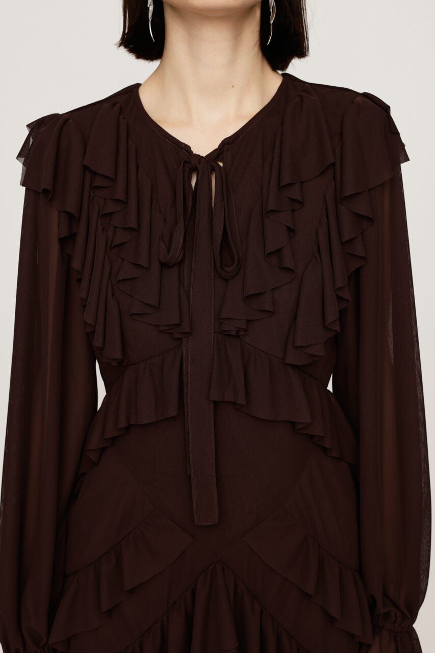 SLY「SHEER FRILL L／ドレス」|ワンピース|