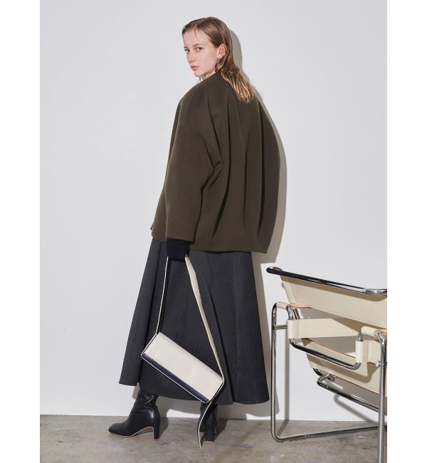 ELENDEEK「FORM SHORT WOOL CT」|ノーカラーコート|