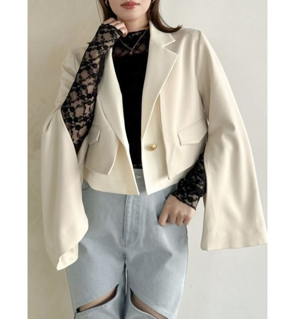 dazzlin「【セットアップ対応】レイヤードライクショートジャケット」|テーラードジャケット|