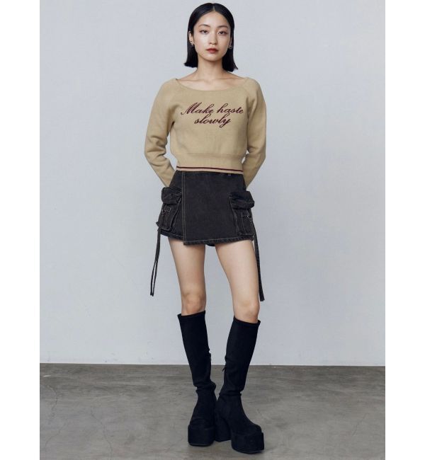 EMODA「フロントロゴクロップニット」|ニット・セーター|