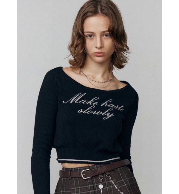 EMODA「フロントロゴクロップニット」|ニット・セーター|