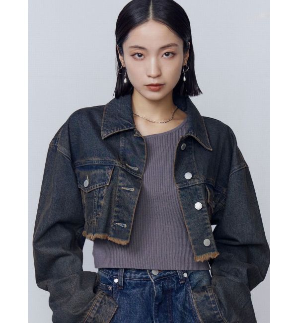 EMODA「ショートデニムブルゾン」|デニムジャケット|