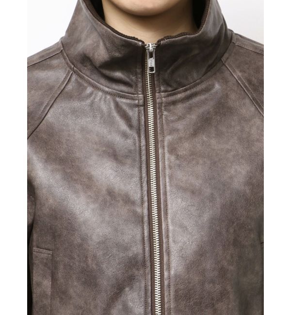 MERCURYDUO「フェイクレザークロップドブルゾン」|ブルゾン・スタジャン|