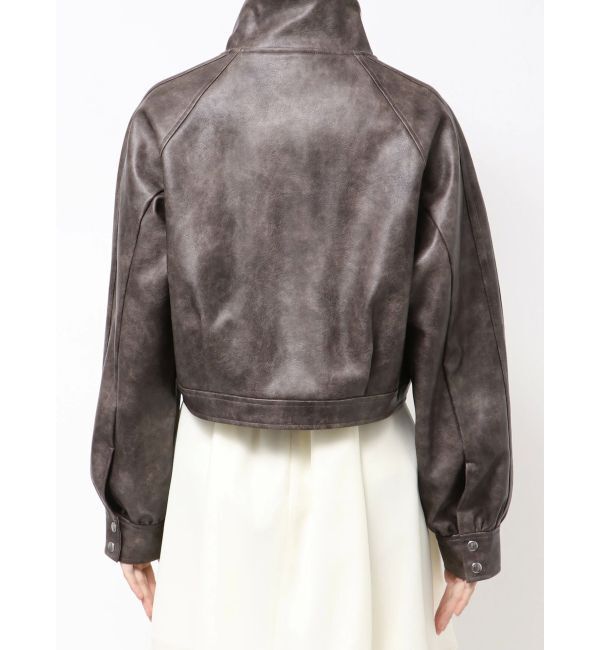 MERCURYDUO「フェイクレザークロップドブルゾン」|ブルゾン・スタジャン|