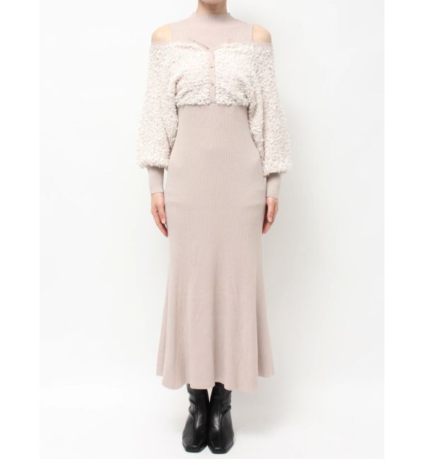 MERCURYDUO「ツイードニットカーデドッキングマーメイドニットワンピース」|ワンピース|