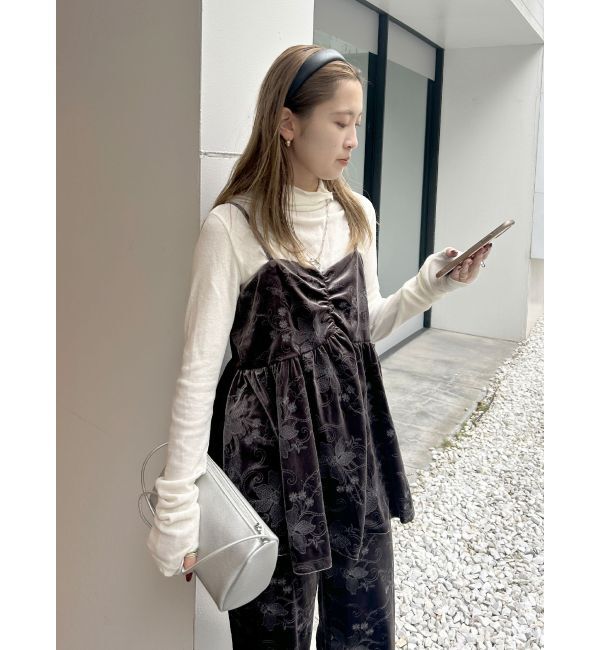 Ungrid「ベロア刺繍デザインキャミ」|キャミソール|