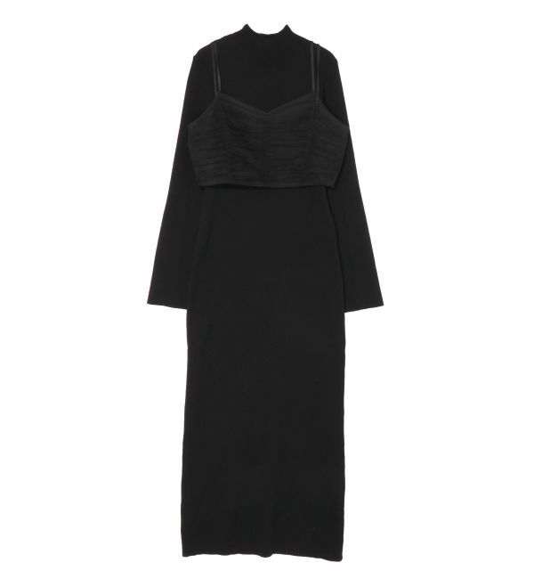 LAGUNAMOON「チュールビスチェセットニットワンピース」|ワンピース|ブラック