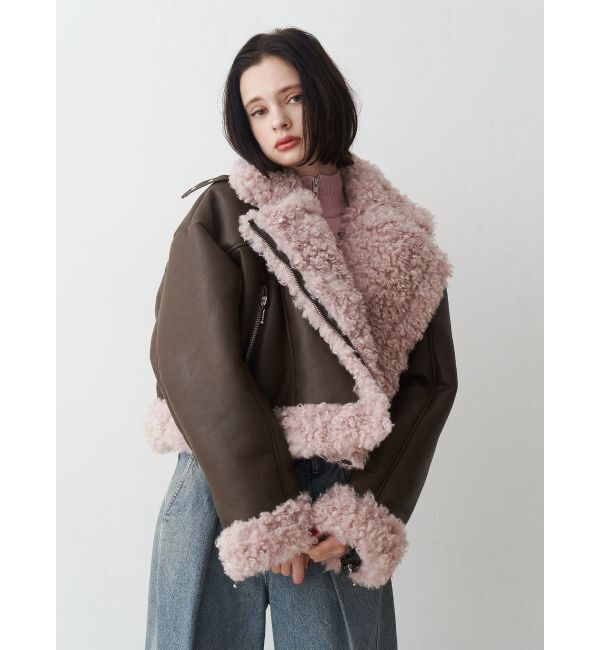 jouetie「フェイクムートンショートジャケット」|その他|ブラウン
