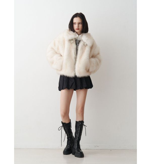 jouetie「【WEB限定】ベルトミドルファーコート」|ブルゾン・スタジャン|