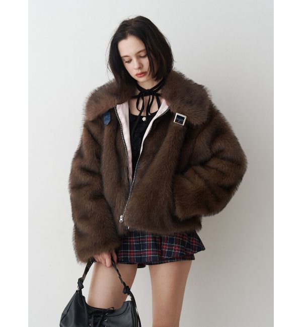 jouetie「【WEB限定】ベルトミドルファーコート」|ブルゾン・スタジャン|