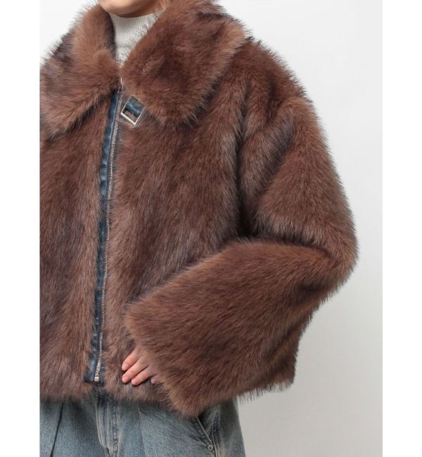 jouetie「【WEB限定】ベルトミドルファーコート」|ブルゾン・スタジャン|