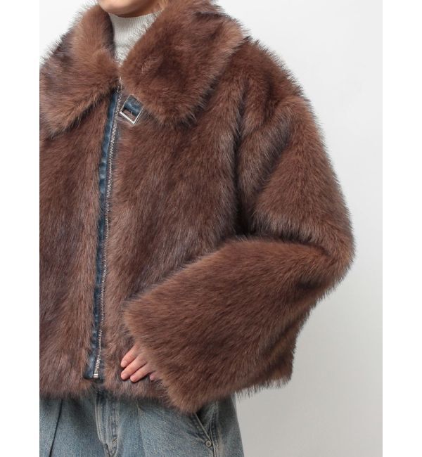 jouetie「【WEB限定】ベルトミドルファーコート」|ブルゾン・スタジャン|