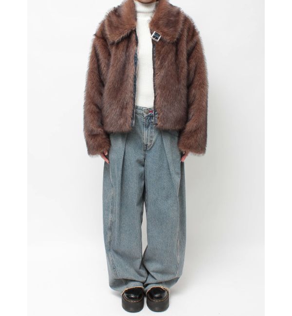 jouetie「【WEB限定】ベルトミドルファーコート」|ブルゾン・スタジャン|