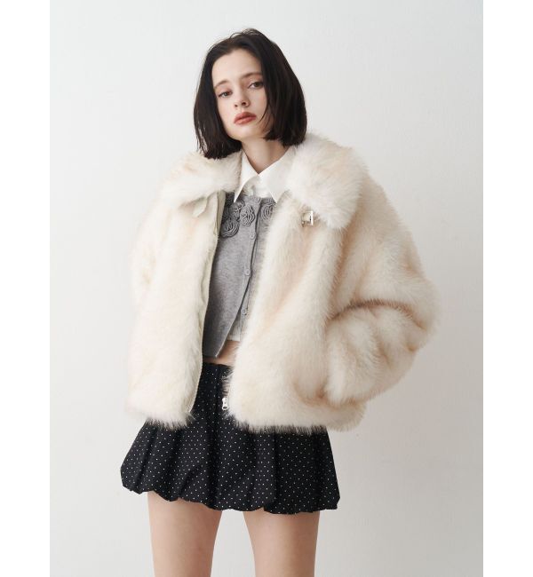 jouetie「【WEB限定】ベルトミドルファーコート」|ブルゾン・スタジャン|