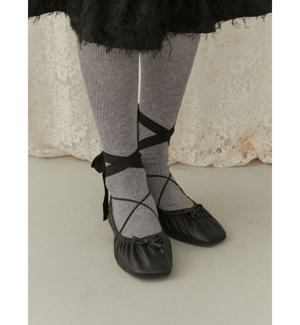 merry jenny「クロスリボンバレエシューズ」|バレエシューズ|ブラック