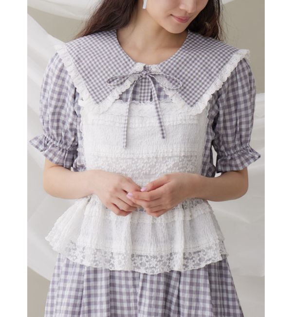 merry jenny「リボンレースペプラムビスチェ」|シャツ・ブラウス|オフホワイト