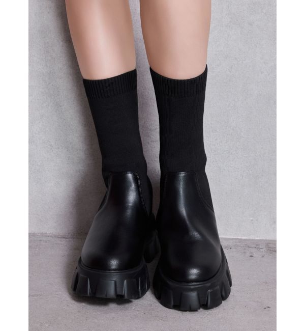 GYDA「ニットドッキングショートブーツ」|ショートブーツ|