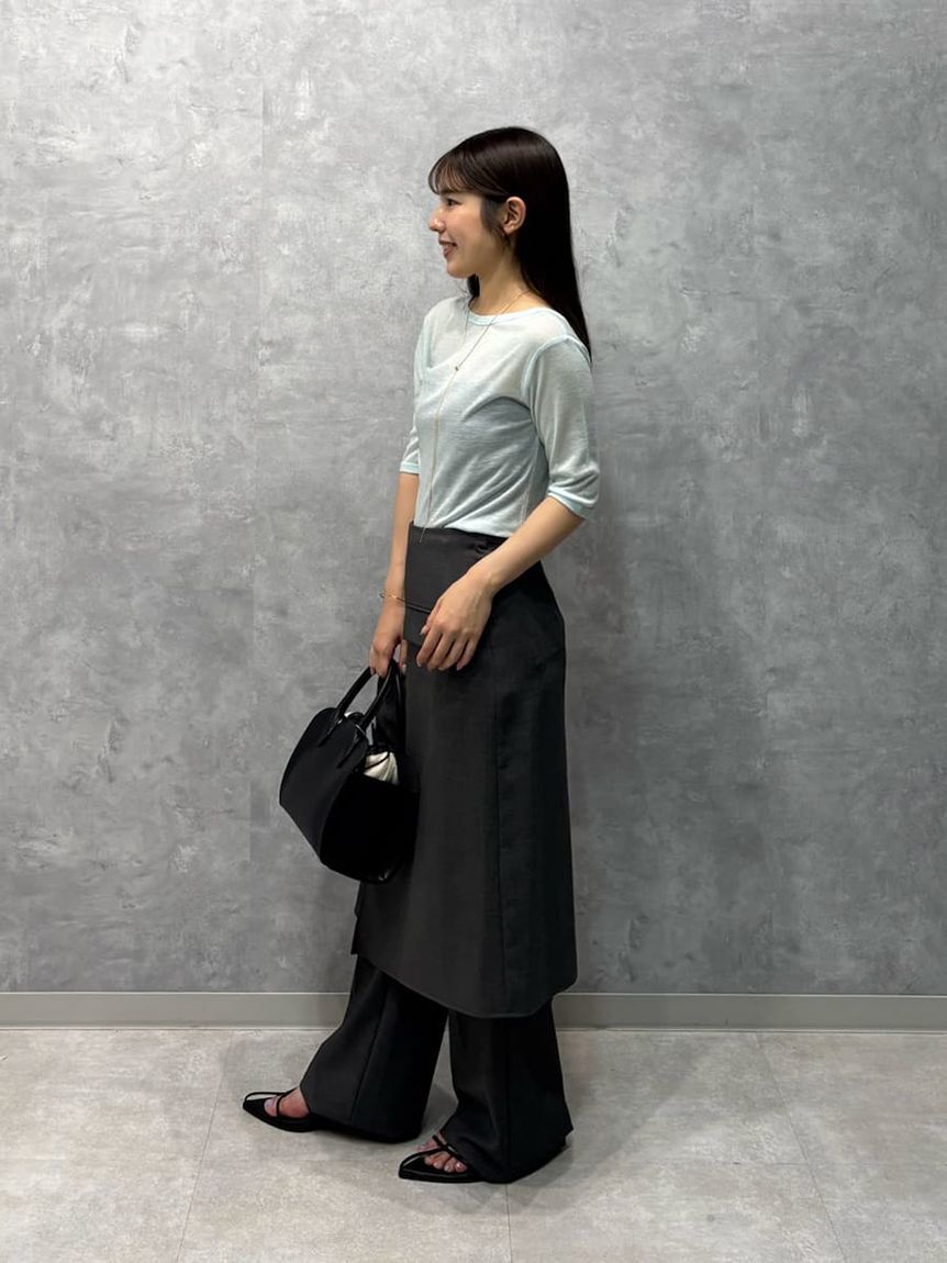 Mila Owen「巻きスカートレイヤウエストゴムシガレットパンツ」|チノ|