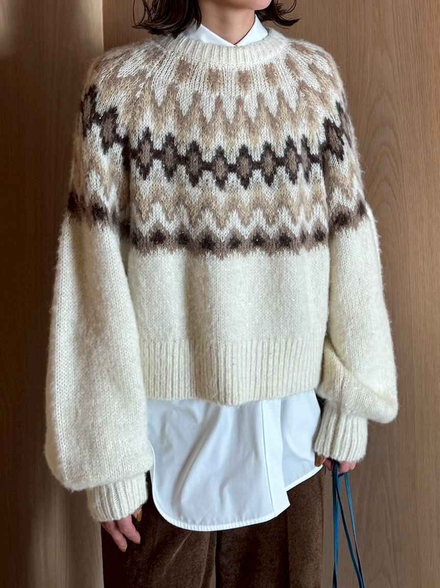 Mila Owen「アルパカシャギーノルディックラメニット」|ニット・セーター|