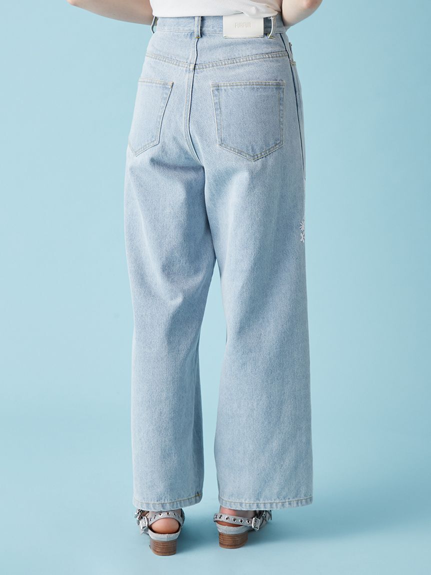 FURFUR「フラワー刺繍デニムパンツ」|デニム|