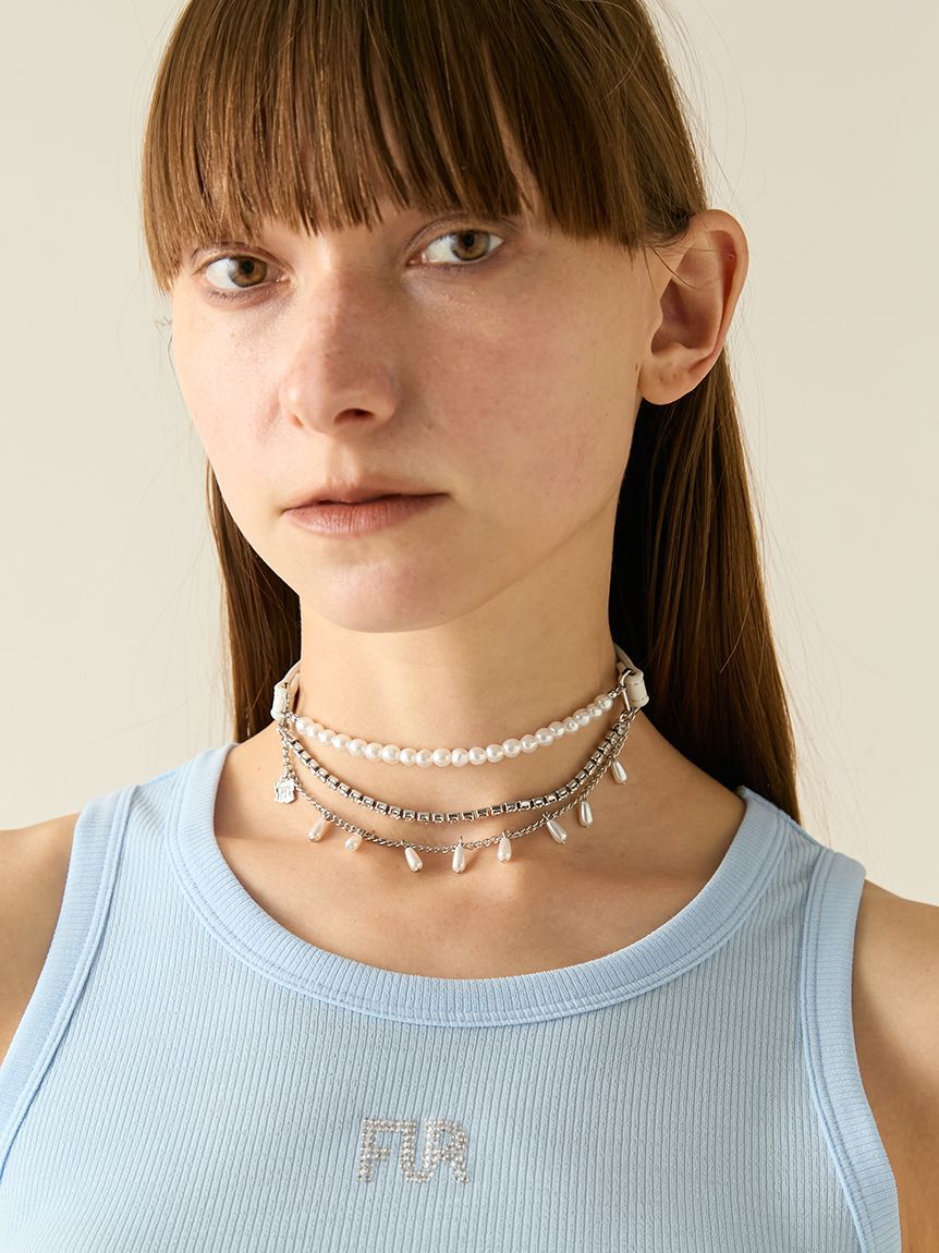 FURFUR「レザーパールネックレス」|ネックレス|